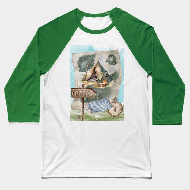 Camping Baseball T-Shirt by Viper Unconvetional Concept